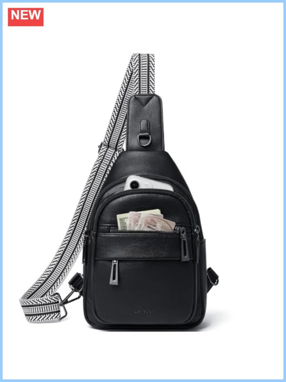 Vegan Leather Sling Bag Crossbody Fanny Pack Anti Theft Travel Purse